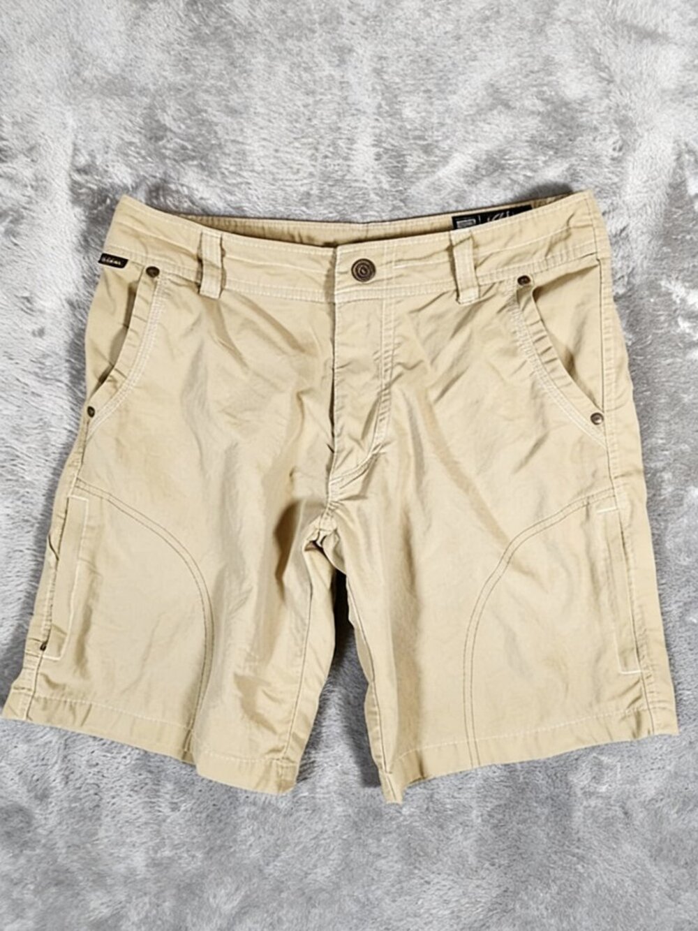 Kuhl Cargo Shorts Men's 30X10 Khaki Ripstop Hiking Outdoor Cotton Blend